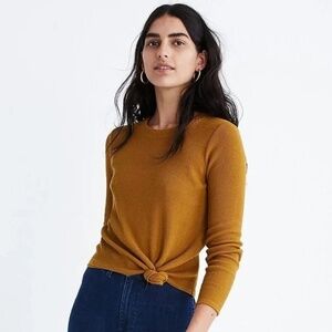 Madewell | Texture & Thread Jacquard Knot-Front Top in Egyptian Gold